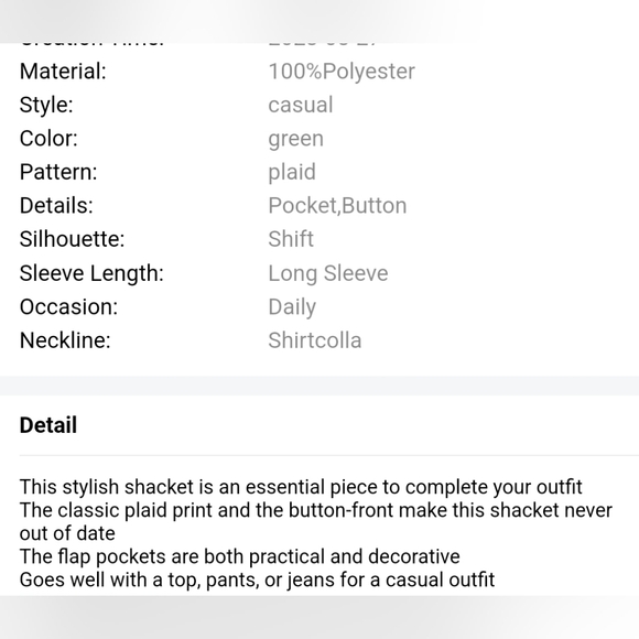 New Green Plaid shacket - Picture 16 of 17